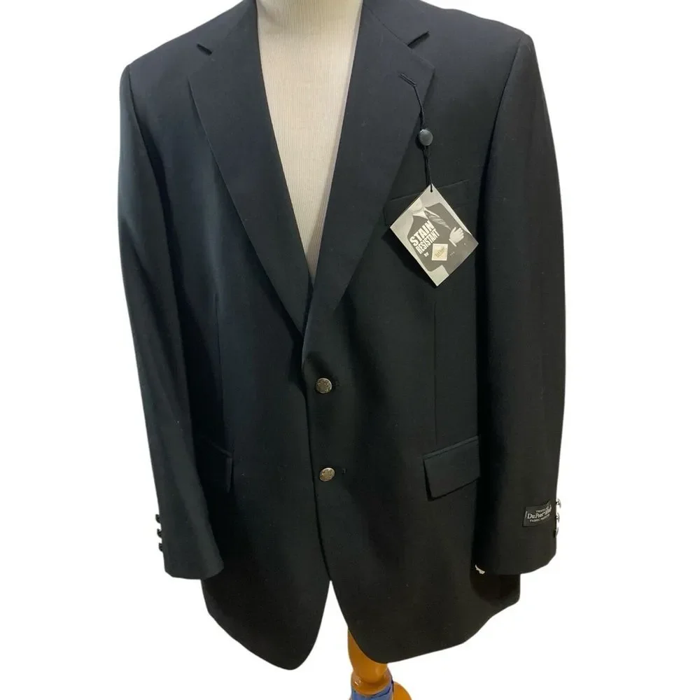 NWT Wall Street Collection Blazer‎ Jacket 44L  Wool Blend Teflon Coated DuPont